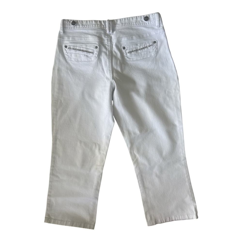 Cache Cropped Jeans Women 8 White Vintage Y2K Rhinestone Embellished Statement - Picture 5 of 10